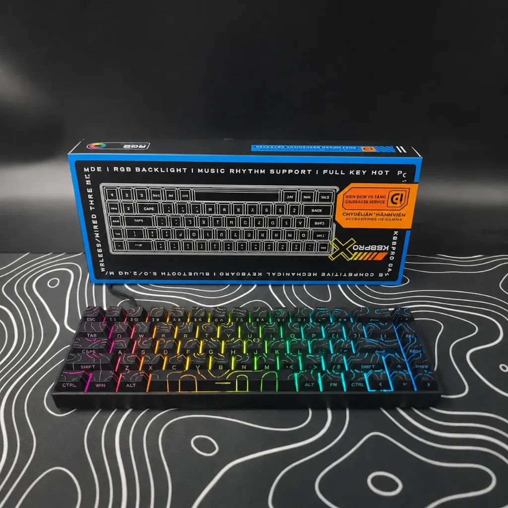 CLAVIER Mécanique Filaire Leaven K68 (Topographic noir)