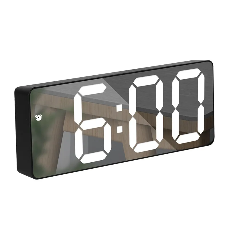 Réveil LED numérique minimaliste - Fond noir retroéclairage blanc