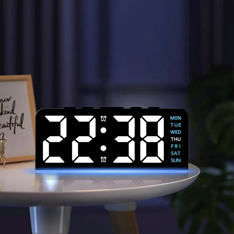Horloge LED avec éclairage d'ambiance (Bleu)