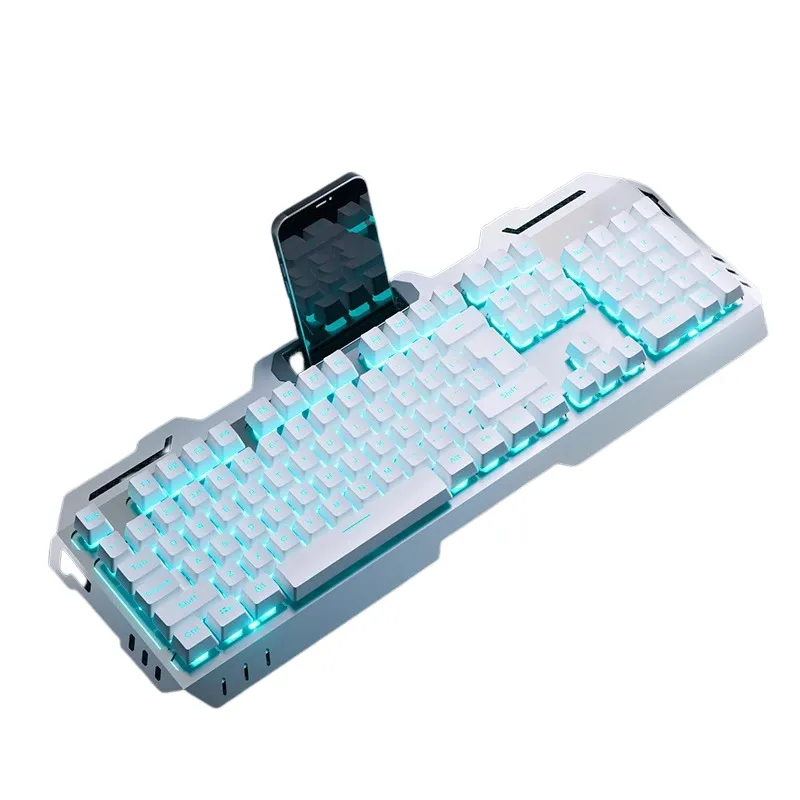 CLAVIER Gaming Métal Filaire Mengzu YK200 (blanc, Bleu)
