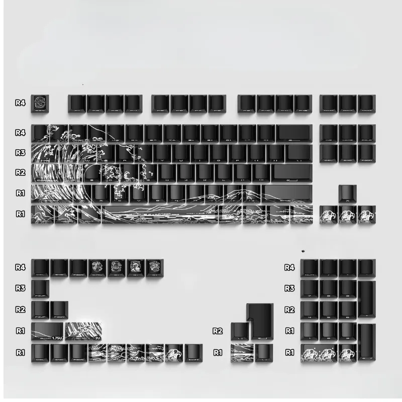 KEYCAP PBT - Ukiyo-e Vague de Kanagawa (estampe japonaise) - 129 touches